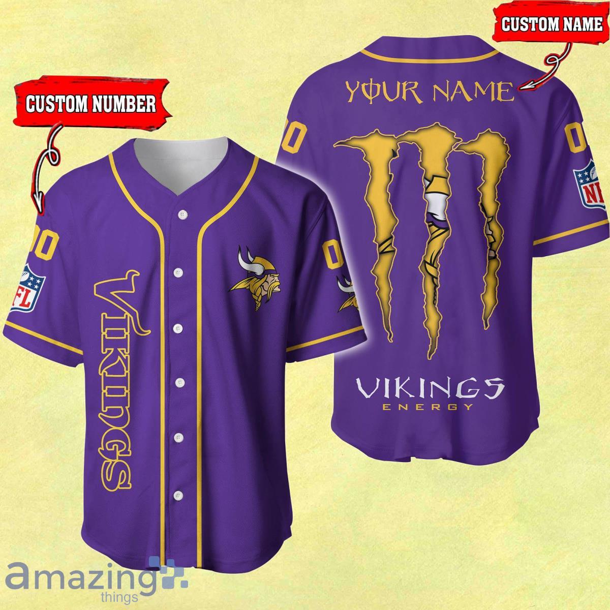 Minnesota Vikings-NFL BASEBALL JERSEY CUSTOM NAME AND NUMBER Best Gift For  Men And Women Fans