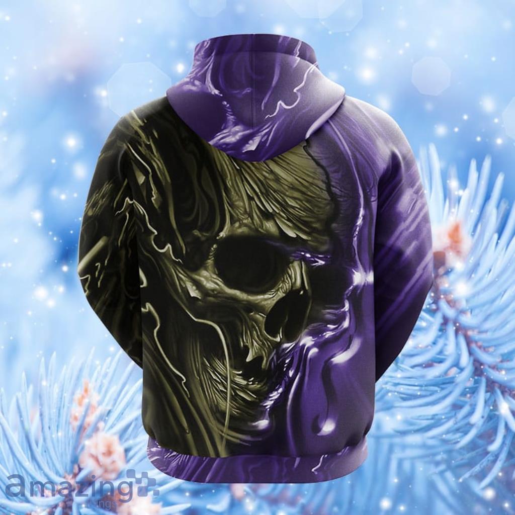 NFL Minnesota Vikings Skull Funny Violet Hoodie, Zip Hoodie 3D All Over  Print For Fans