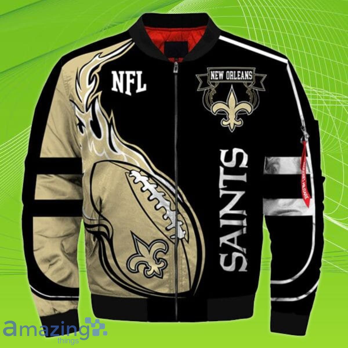 New Orleans Saints Leather Jacket Who Dat cool style -Jack sport shop