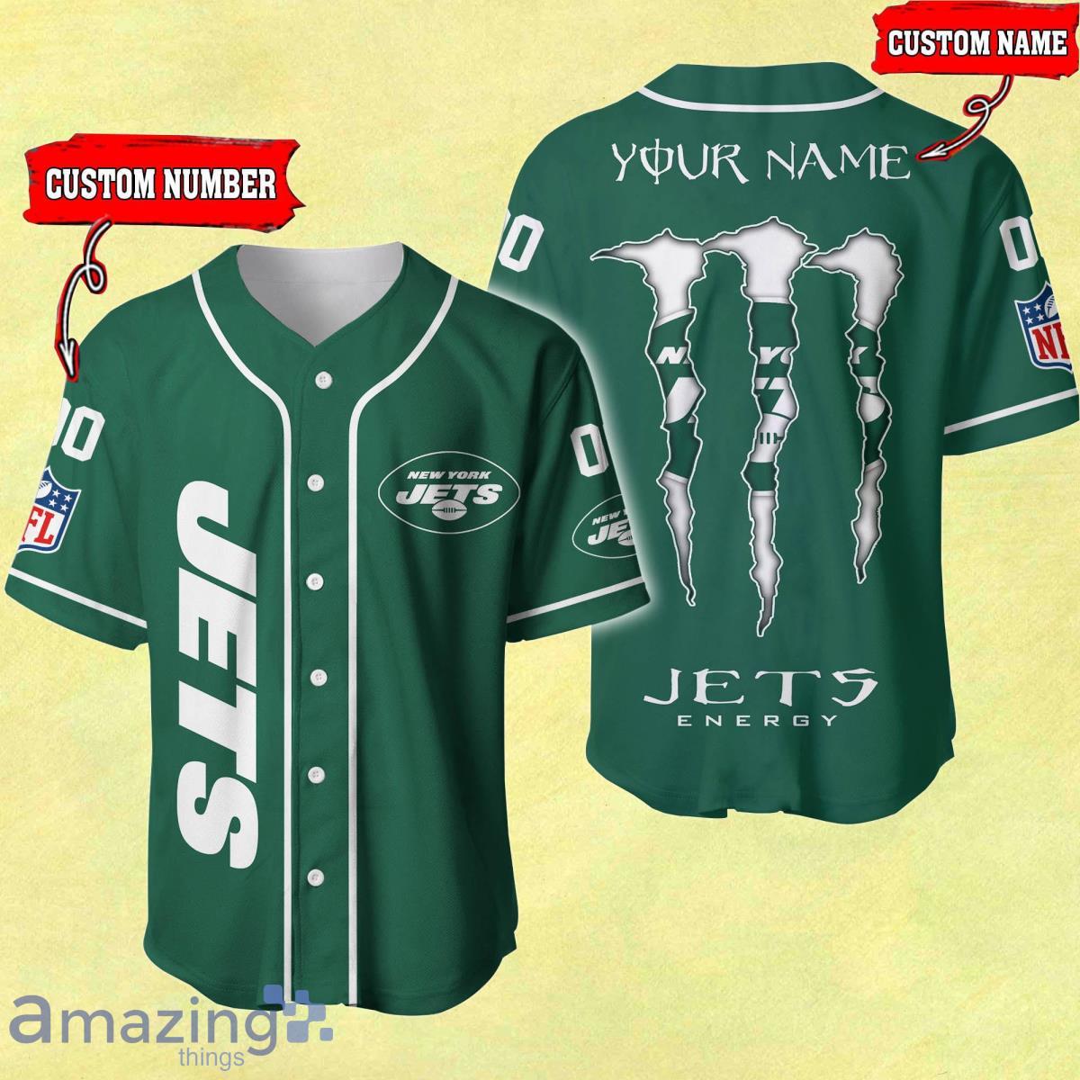 New York Jets NFL Custom Name And Number Baseball Jersey Shirt For