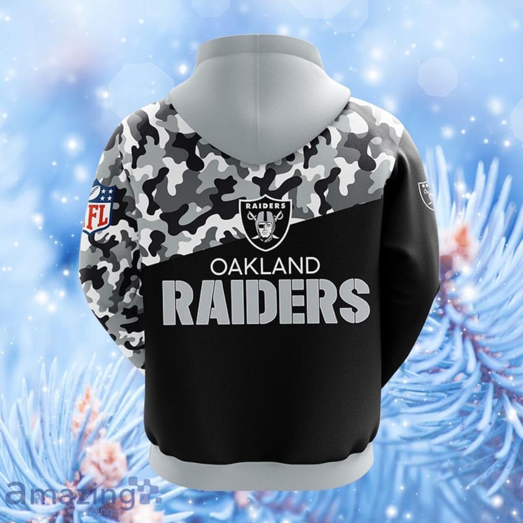 NFL Oakland Raiders Camouflage Grey Hoodie, Zip Hoodie 3D All Over Print  For Fans