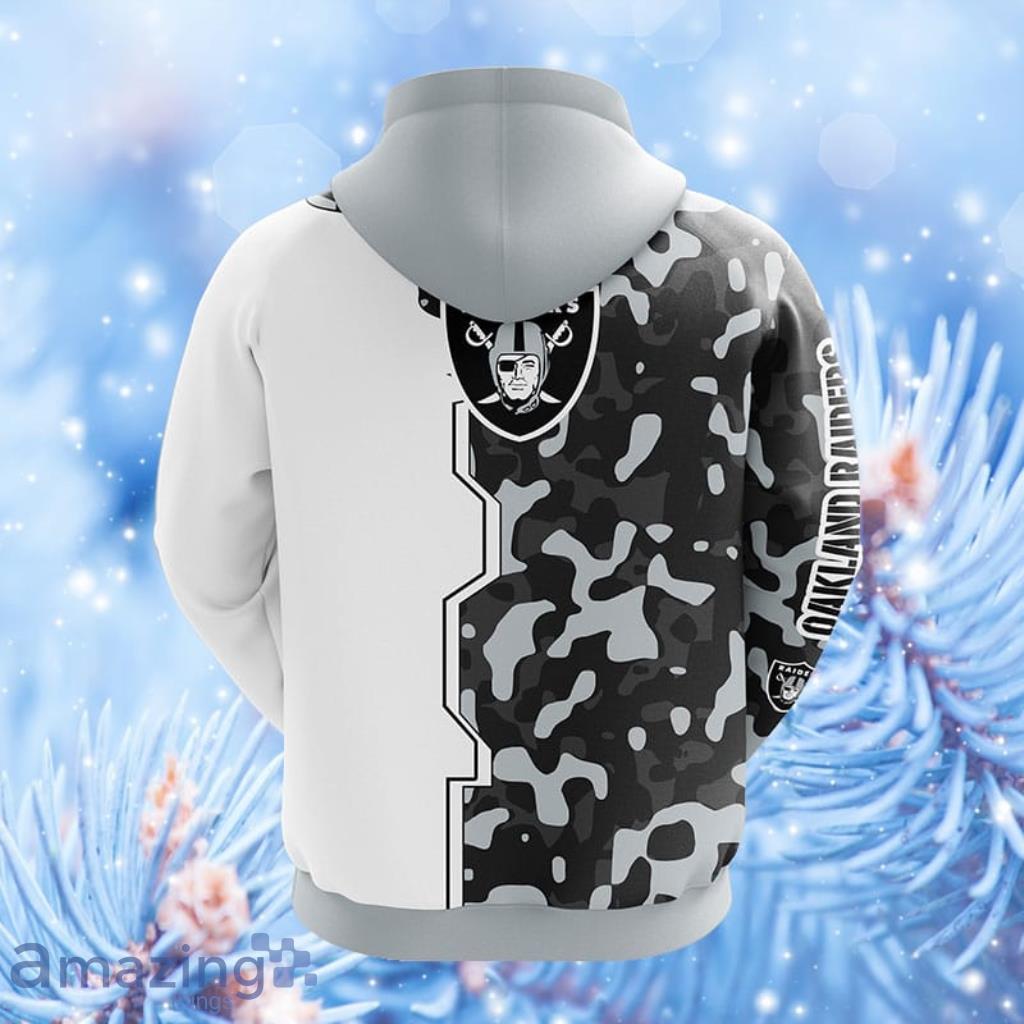 NFL Oakland Raiders Camouflage Grey Hoodie, Zip Hoodie 3D All Over Print  For Fans