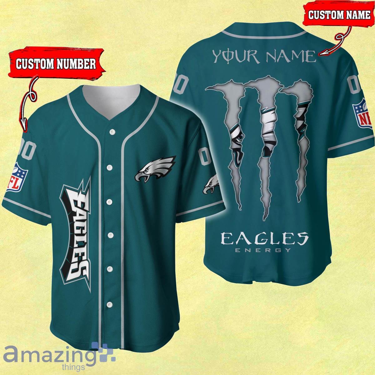 NFL Philadelphia Eagles Custom Name And Number Baseball Jersey