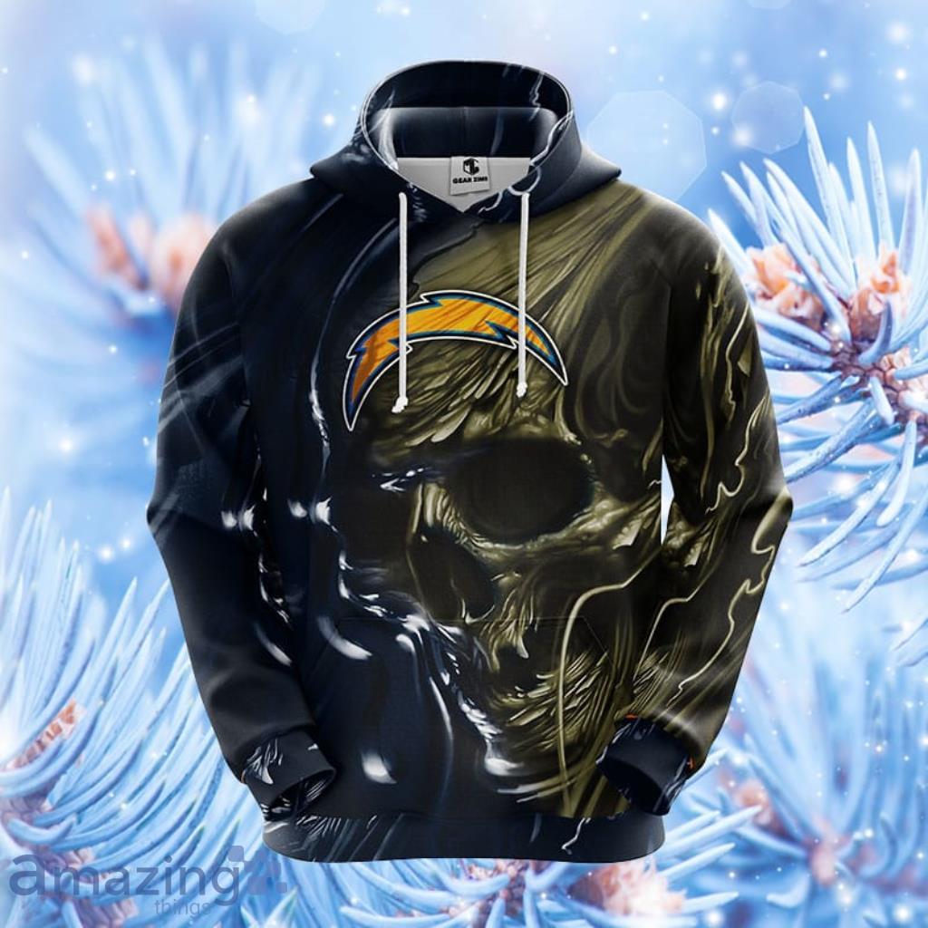 NFL San Diego Chargers Skull Blue Hoodie, Zip Hoodie 3D All Over Print For  Fans