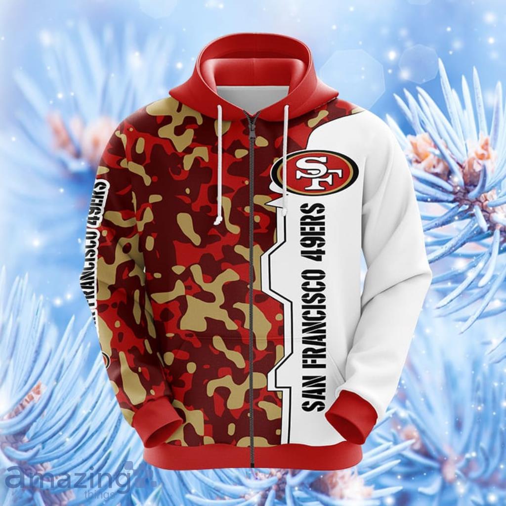 NFL San Francisco 49ers Camouflage Red Hoodie, Zip Hoodie 3D All Over Print  For Fans