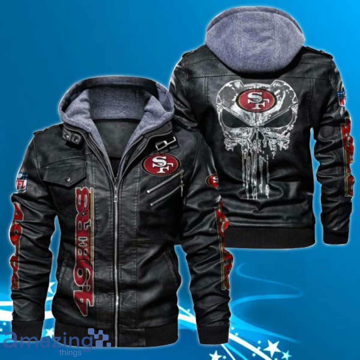 NFL San Francisco 49ers Logo 4 Black Brown Leather Jacket For Fans