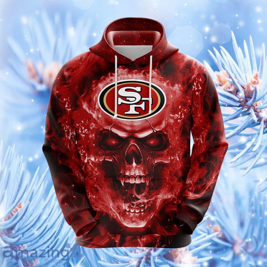 NFL San Francisco 49ers Skull Funny Red Hoodie, Zip Hoodie 3D All