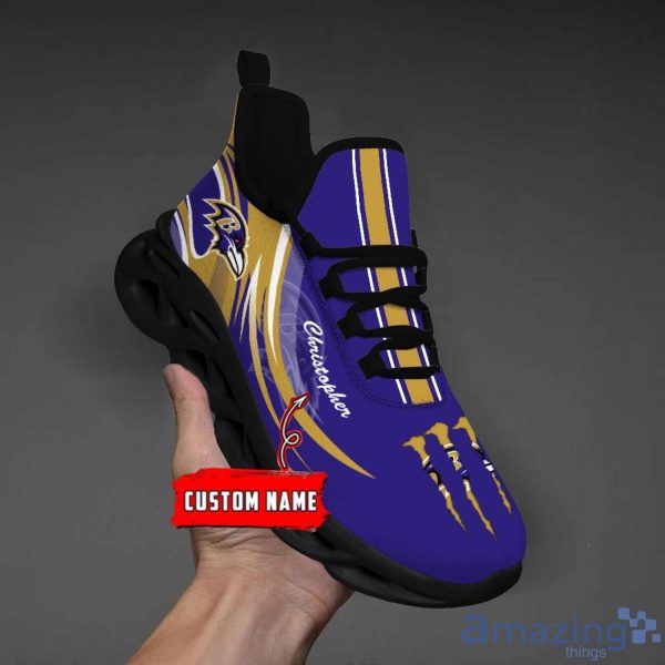 Personalized Name NFL Baltimore Ravens Flame Logo Max Soul Shoes Gift Fans  - Freedomdesign