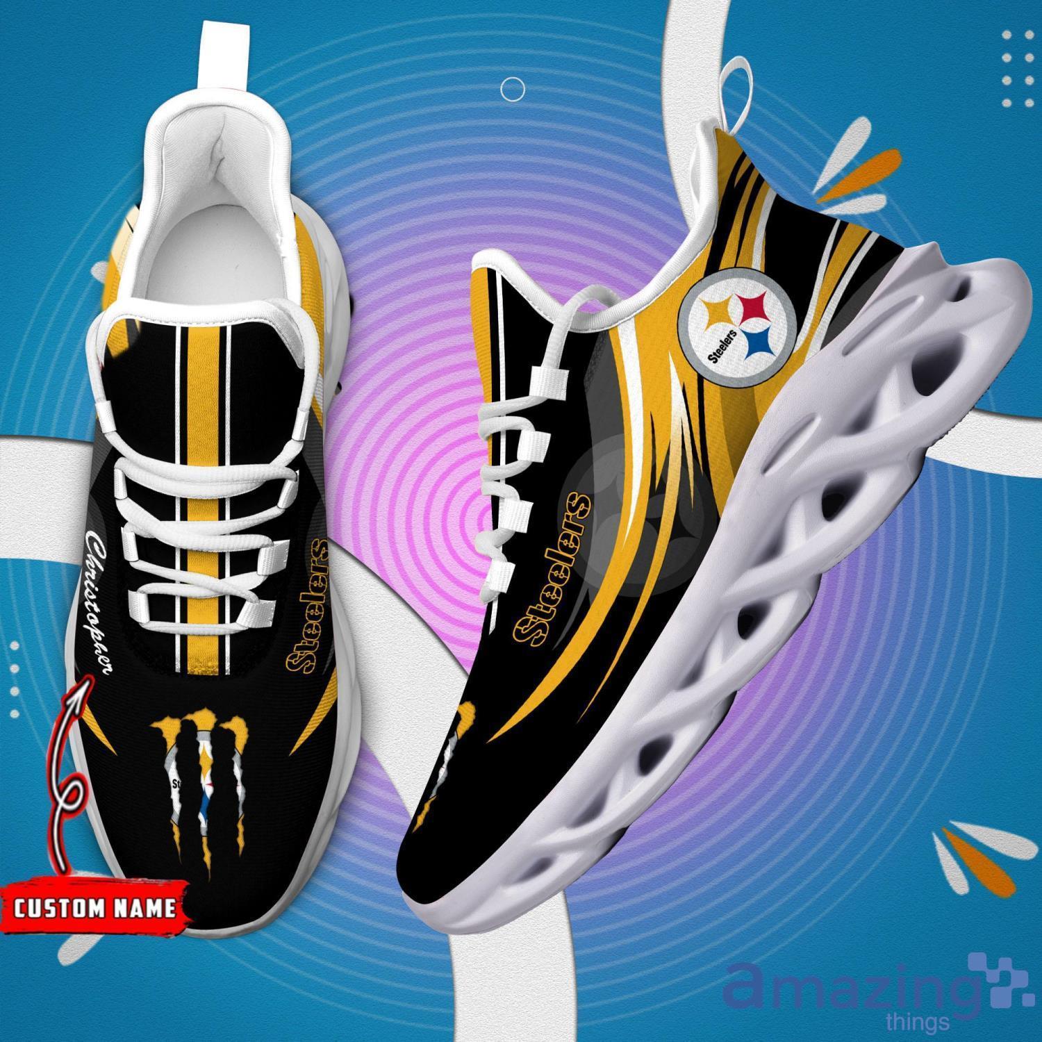 Custom Name Pittsburgh Steelers Sneakers Max Soul Shoes For Men And Women  NFL Fans