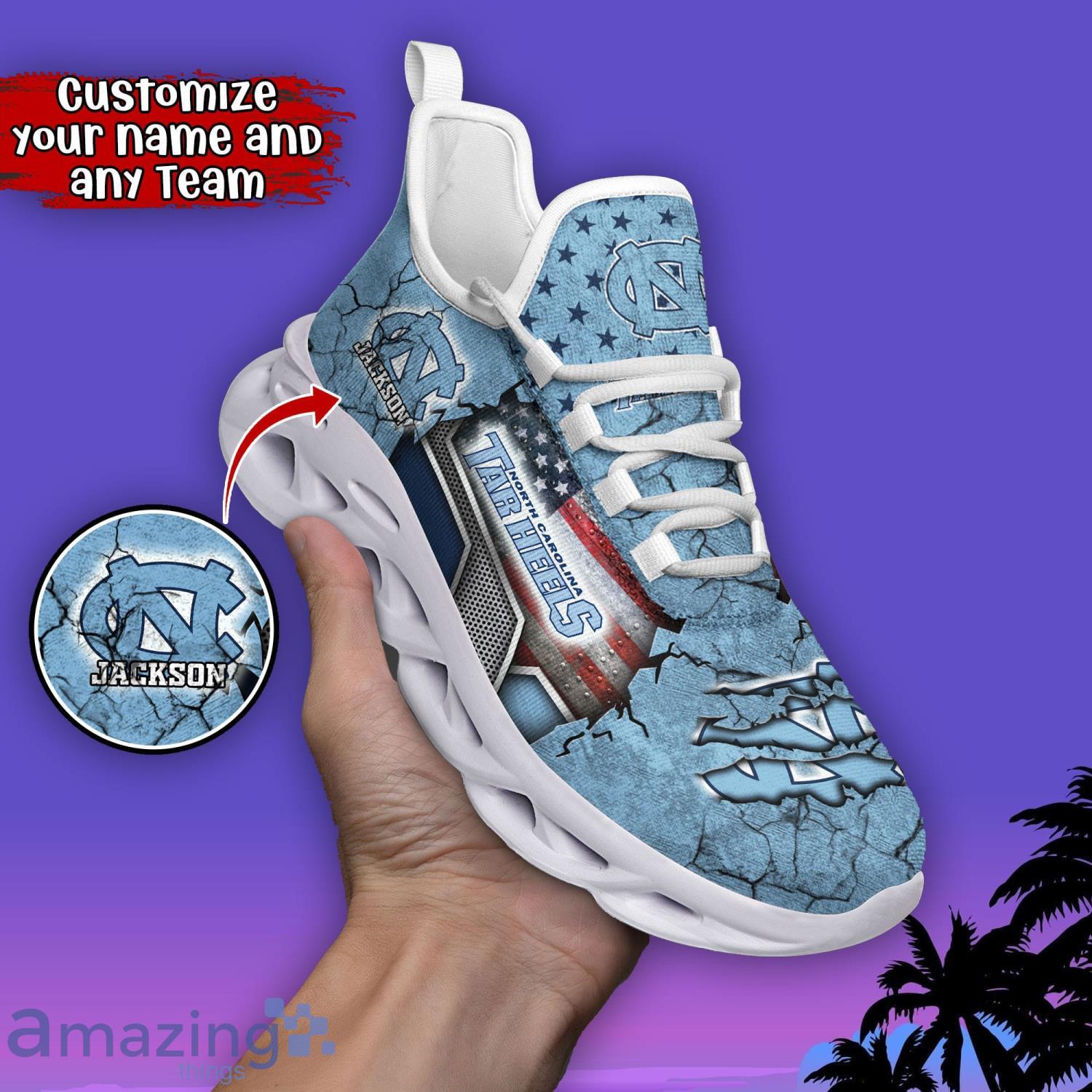 North Carolina Tar Heels NCAA2 Clunky Sneakers Custom Name Sport Max Soul Shoes For Fan Product Photo 1