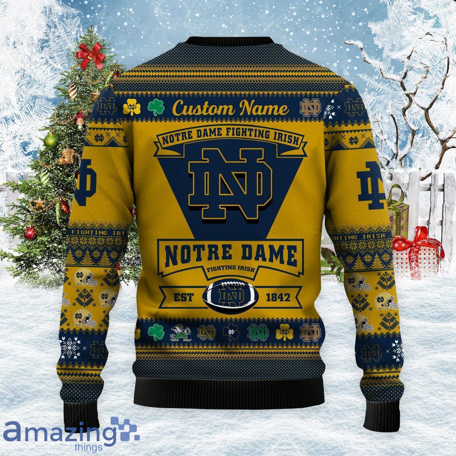 Notre Dame Fighting Irish Football Team Logo Ugly Christmas Sweater Christmas Gift For Sport Fans Product Photo 1