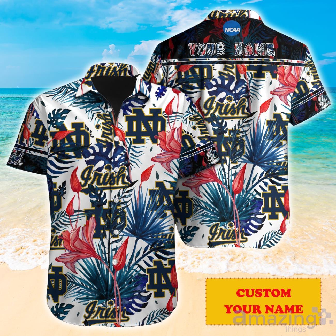 Notre Dame Fighting Irish NCAA1 Custom Name Hawaiian Shirt Super Hot Design For Fans image Notre Dame Fighting Irish NCAA1 Custom Name Hawaiian Shirt Super Hot Design For Fans Product Photo 1