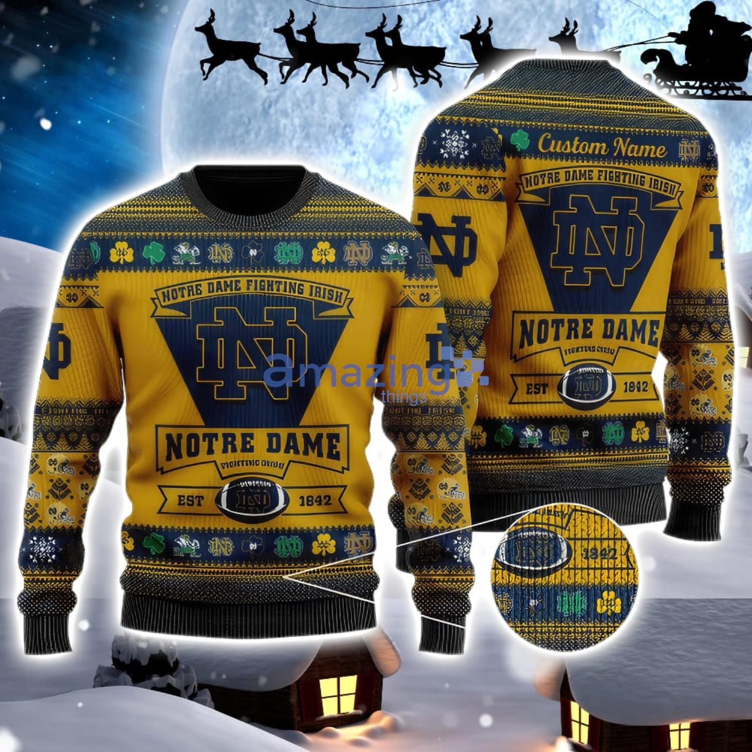 Notre Dame Fighting Irish Team Custom Name Ugly Christmas Sweater For Men And Women Sport Gift Product Photo 1
