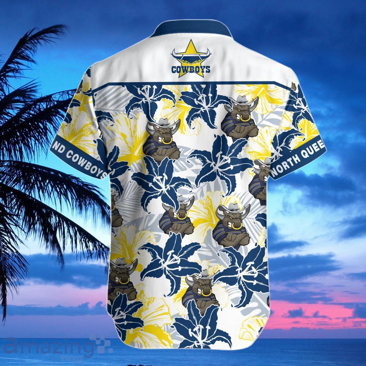 NQ Cowboys NRL Hawaiian Shirt mascot Best Gift image NQ Cowboys NRL Hawaiian Shirt mascot Best Gift Product Photo 2