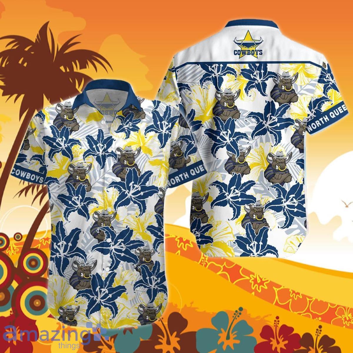 NQ Cowboys NRL Hawaiian Shirt mascot Best Gift