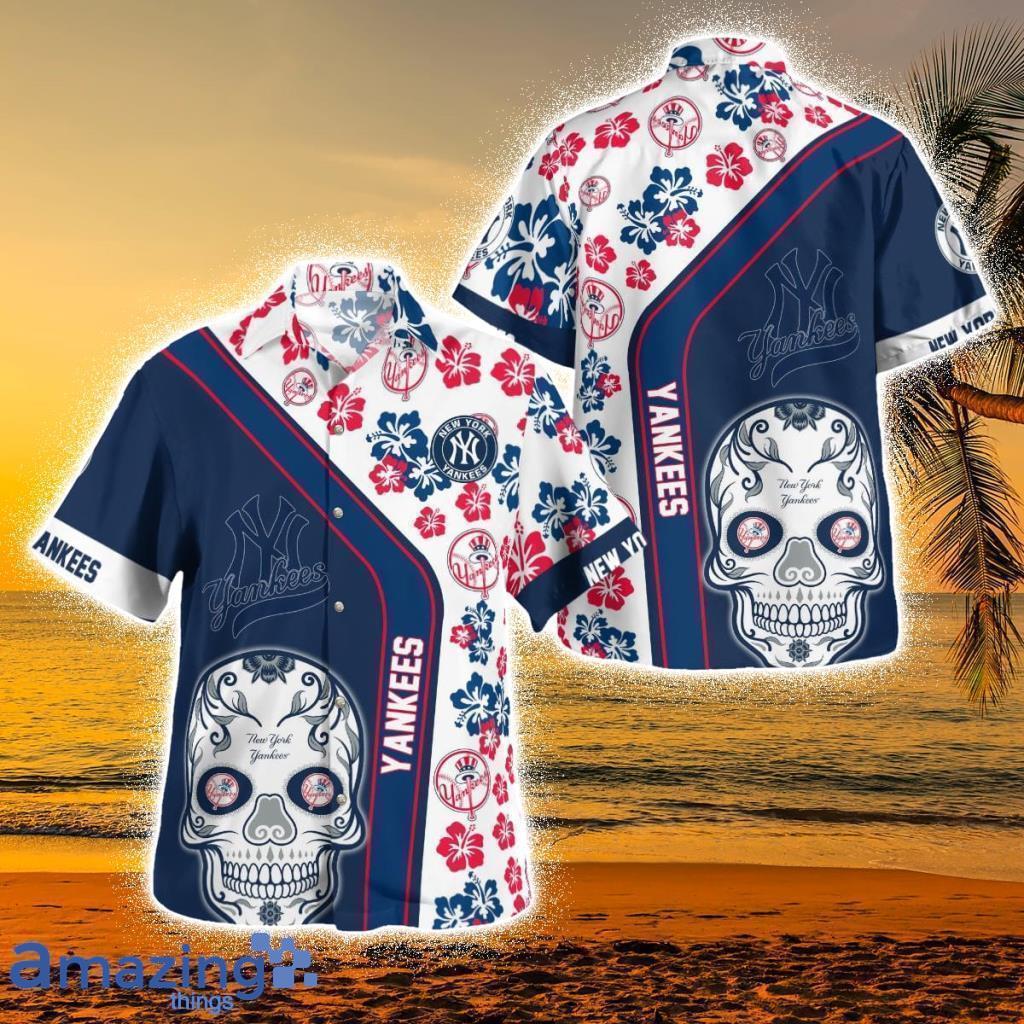 New York Yankees Skull Hawaiian Shirt, Yankees Hawaiian Shirt