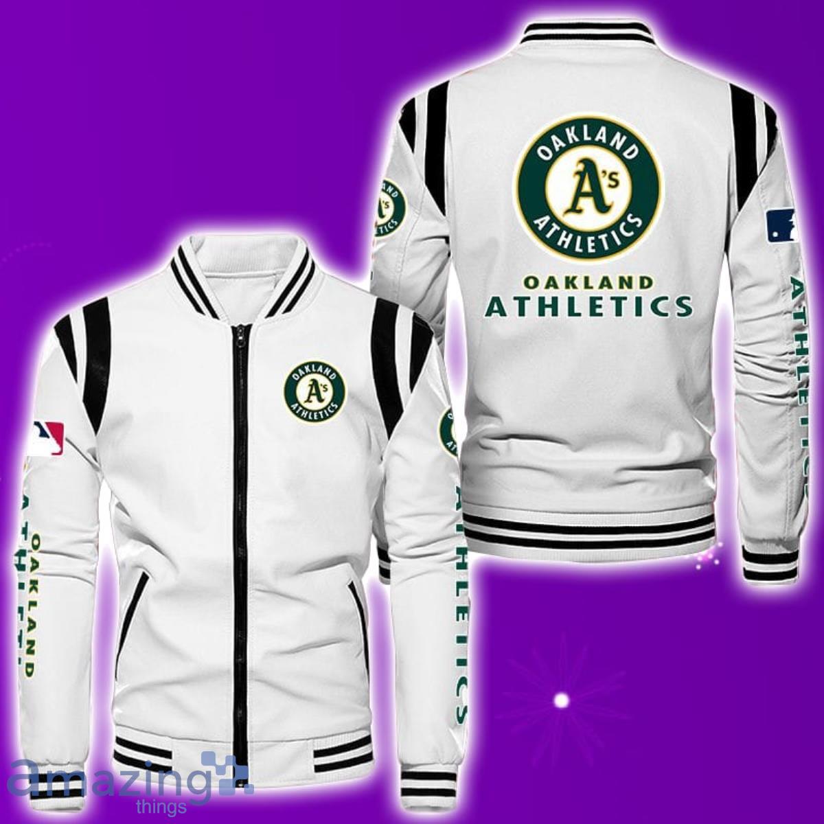 Oakland Athletics Leather Bomber Jacket Best Gift For Men And Women Fans image Oakland Athletics Leather Bomber Jacket Best Gift For Men And Women Fans Product Photo 2