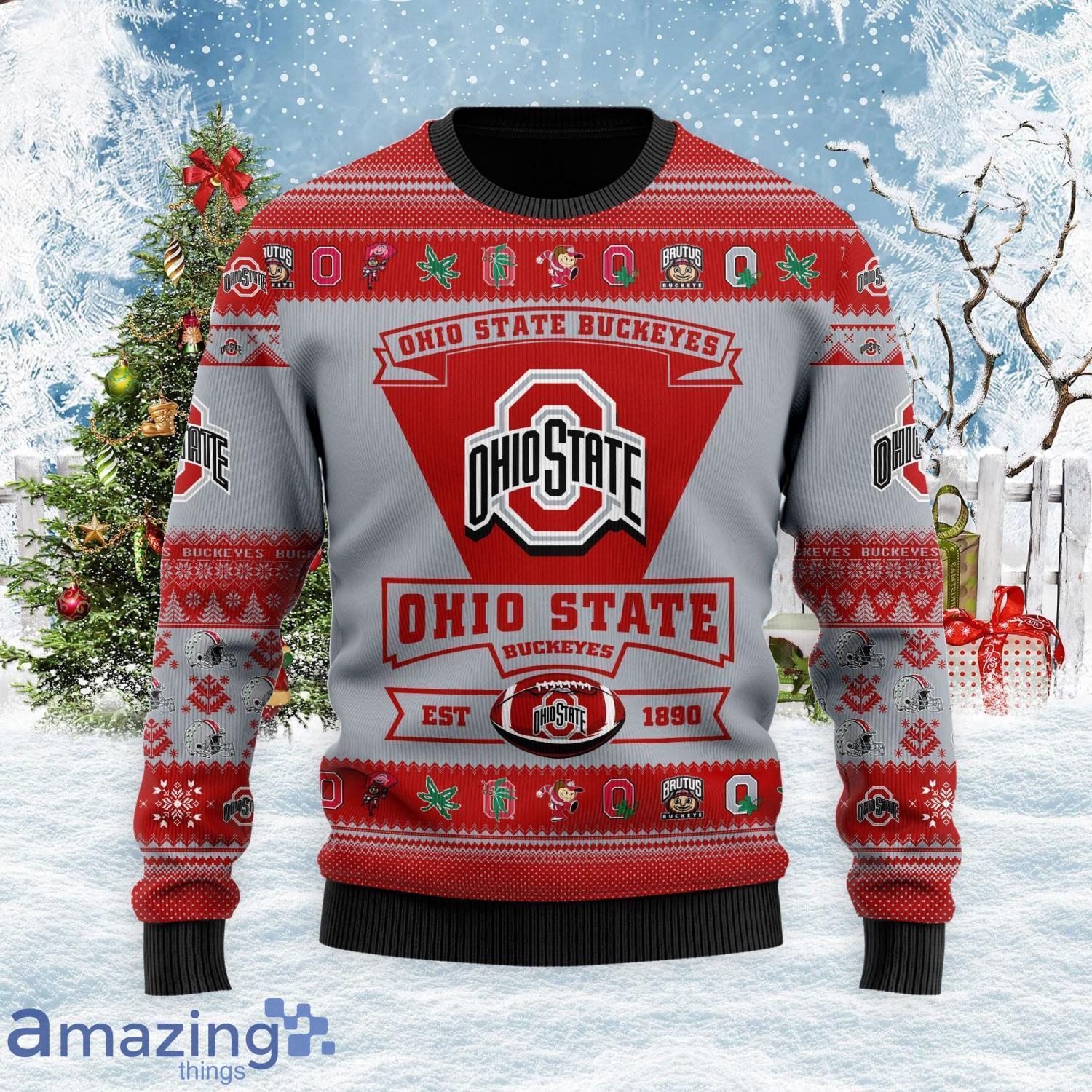 Ohio State Buckeyes Football Team Logo Ugly Christmas Sweater Christmas Gift For Sport Fans Product Photo 1