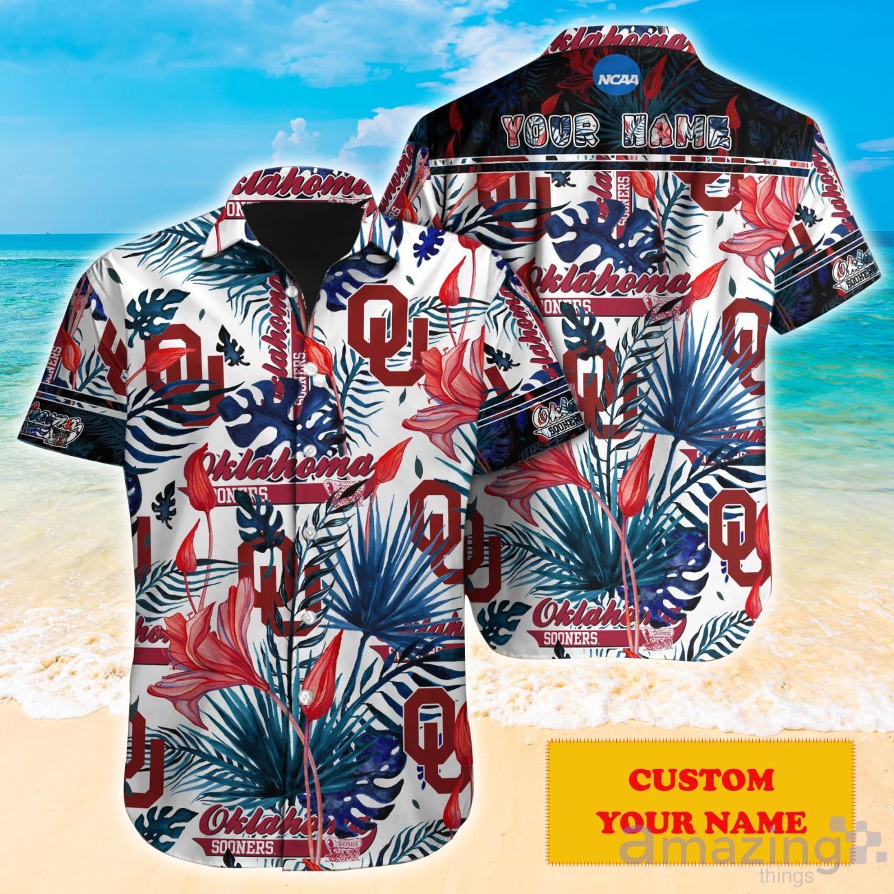 Oklahoma Sooners NCAA1 Custom Name Hawaiian Shirt Super Hot Design For Fans image Oklahoma Sooners NCAA1 Custom Name Hawaiian Shirt Super Hot Design For Fans Product Photo 1