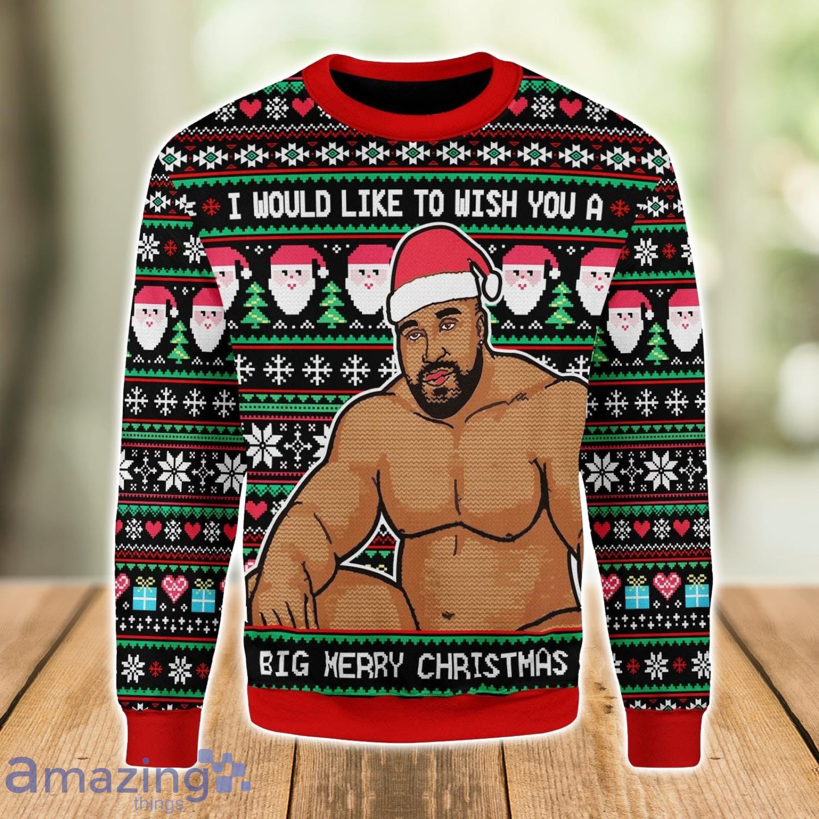 On Coast 'Sitting On A Bed' Meme Ugly Christmas Sweater Xmas Gift Christmas Gift Sweater Product Photo 1