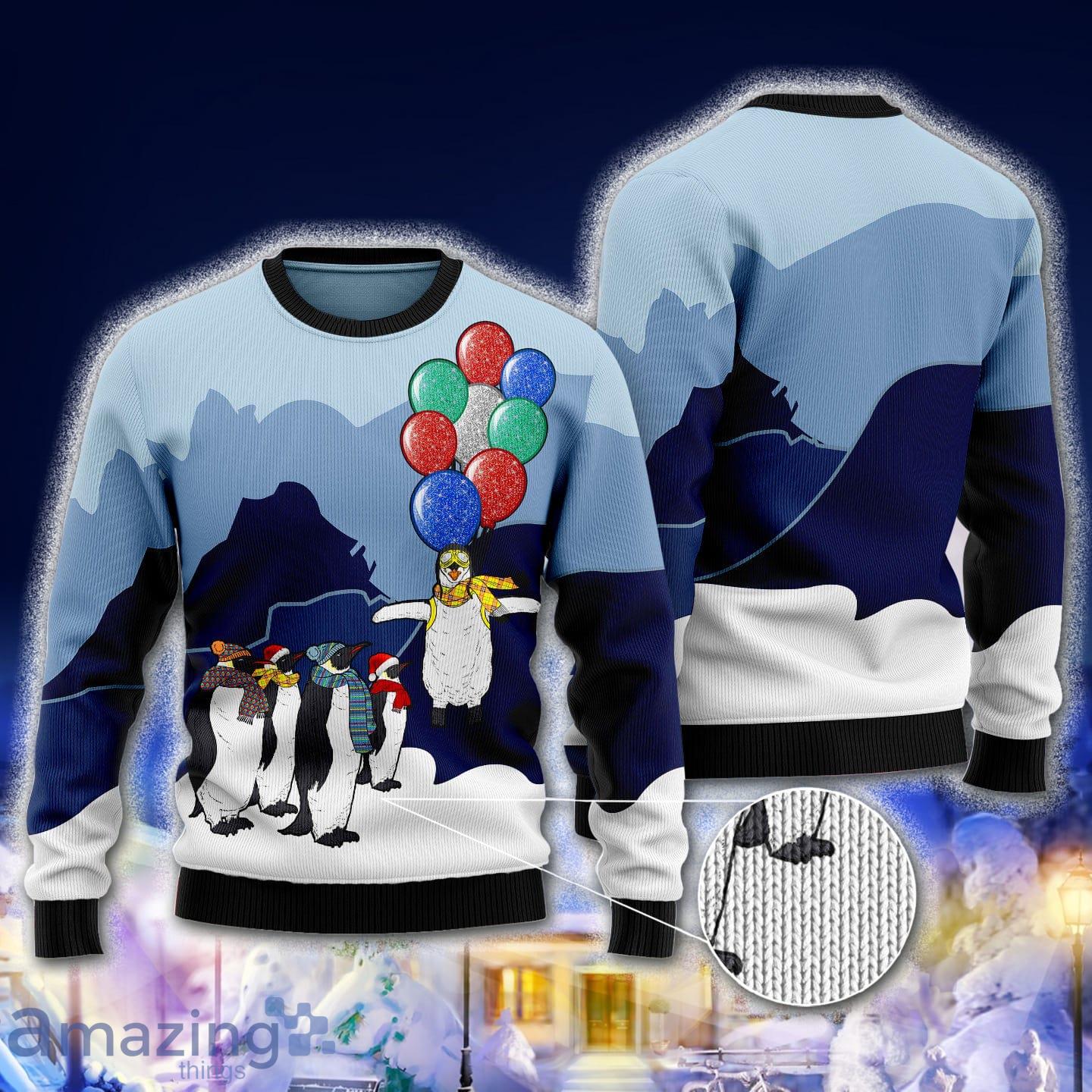 Penguin Christmas Balloon Special Design For Christmas Holiday 3D Sweater Product Photo 1 Penguin Christmas Balloon Special Design For Christmas Holiday 3D Sweater Product Photo 1