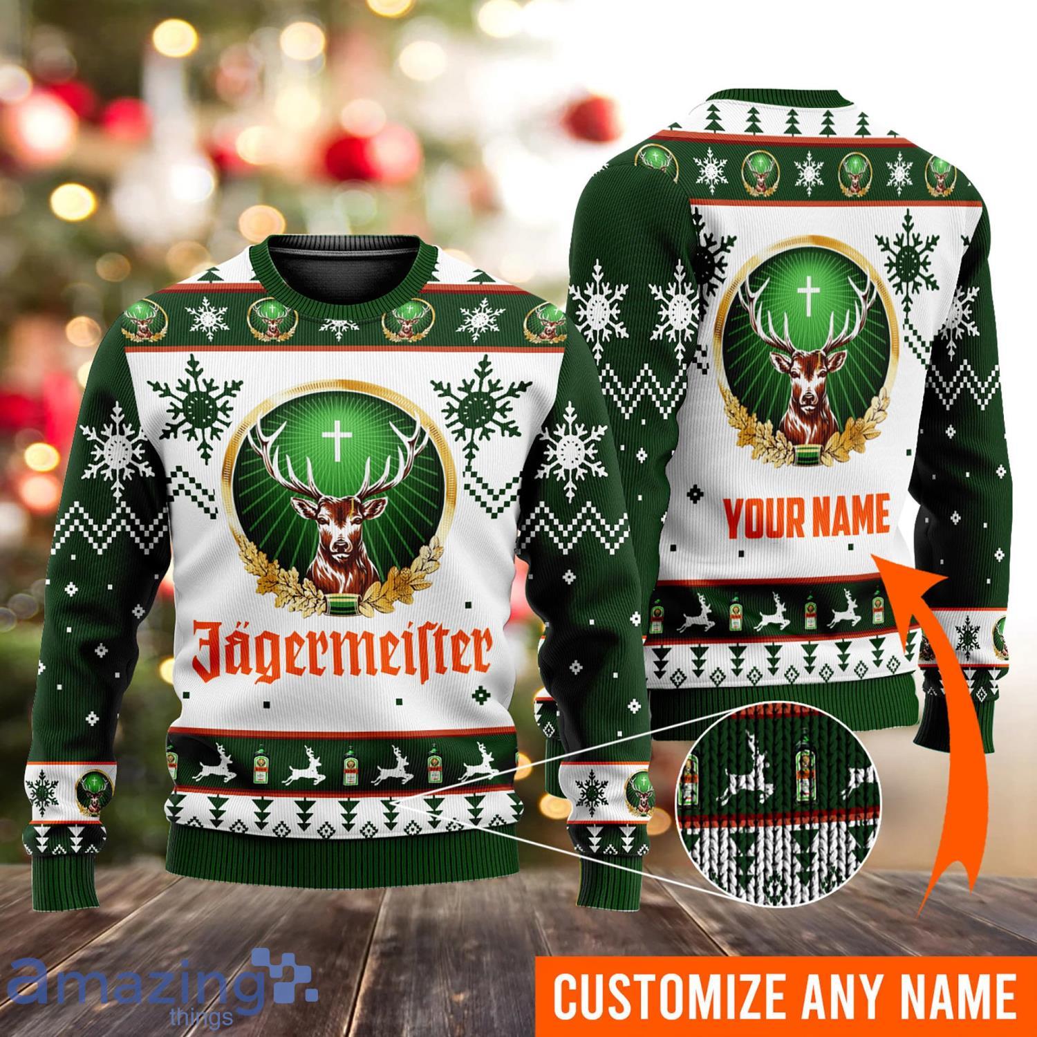 Personalized Name Jagermeister 3D All Over Printed Christmas Ugly Sweater Men And Women Gift Product Photo 1