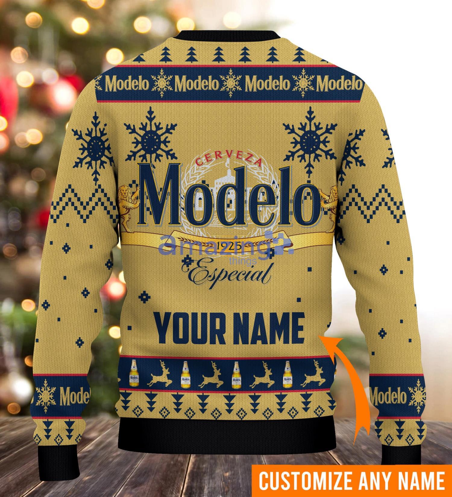 Personalized Name Modelo Especial Beer Ugly Christmas SweaterAll Over Print Sweater image Personalized Name Modelo Especial Beer Ugly Christmas SweaterAll Over Print Sweater Product Photo 3