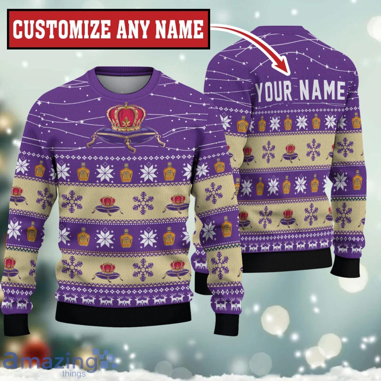 Personalized Name Crown Royal Ugly Christmas Sweater Custom Name