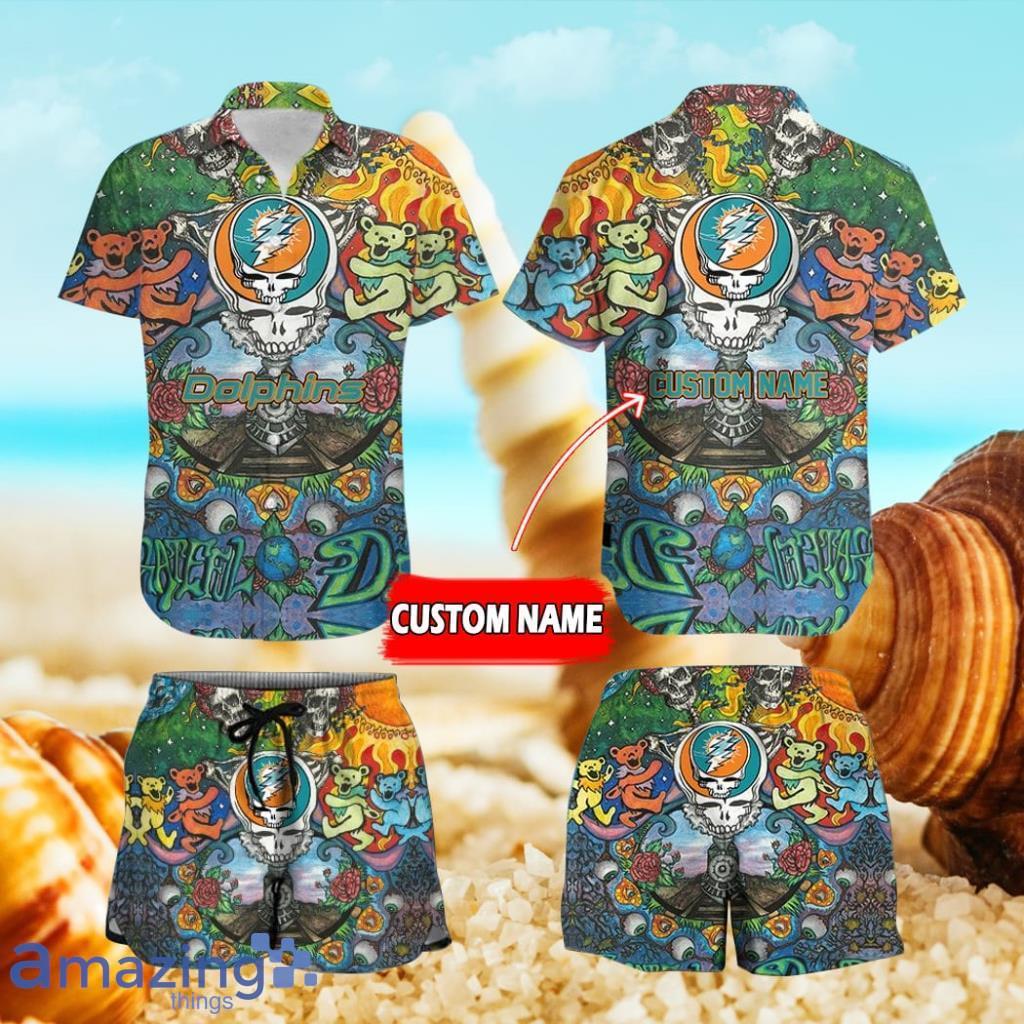 Miami Dolphins Custom Name Button-down Shirt Beach Shorts Mens