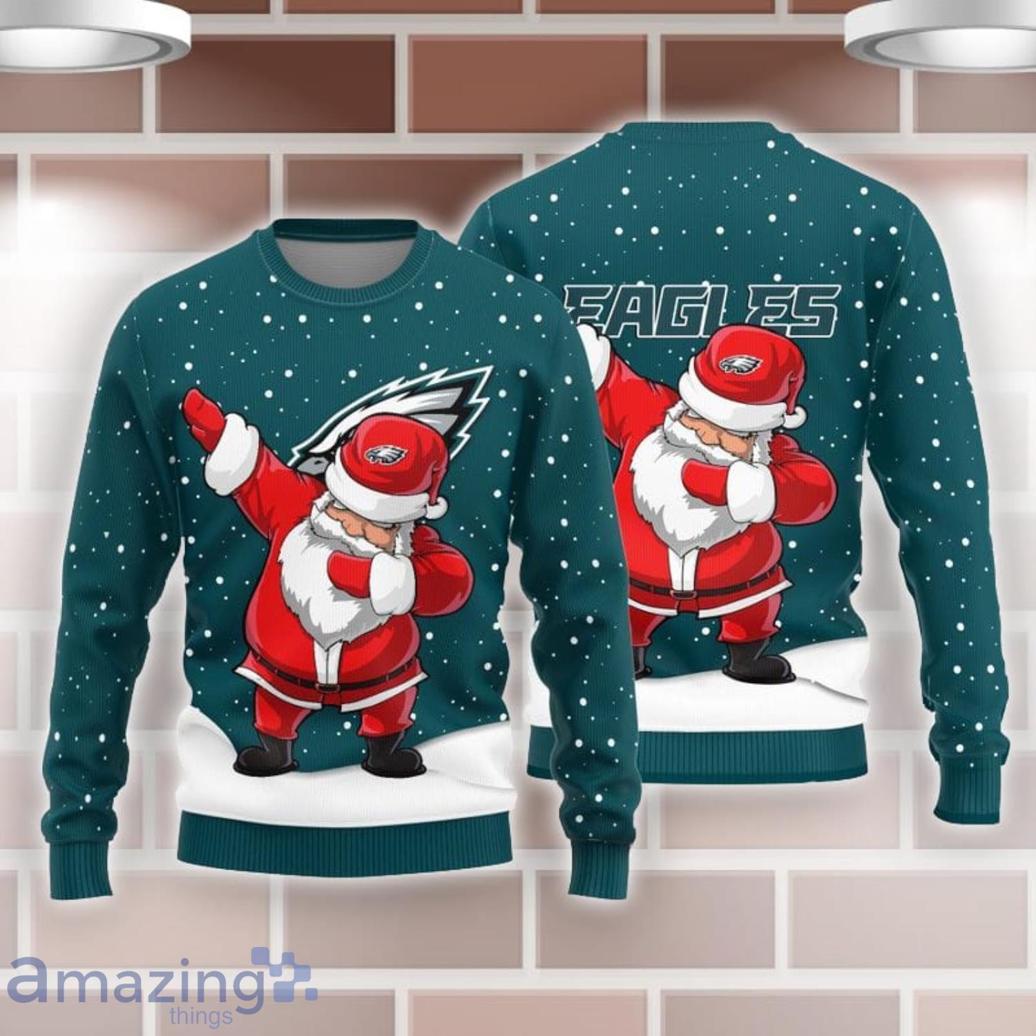 Philadelphia Eagles Dabbing Santa 3D All Over Printed 3D Sweater Christmas Gift Product Photo 1