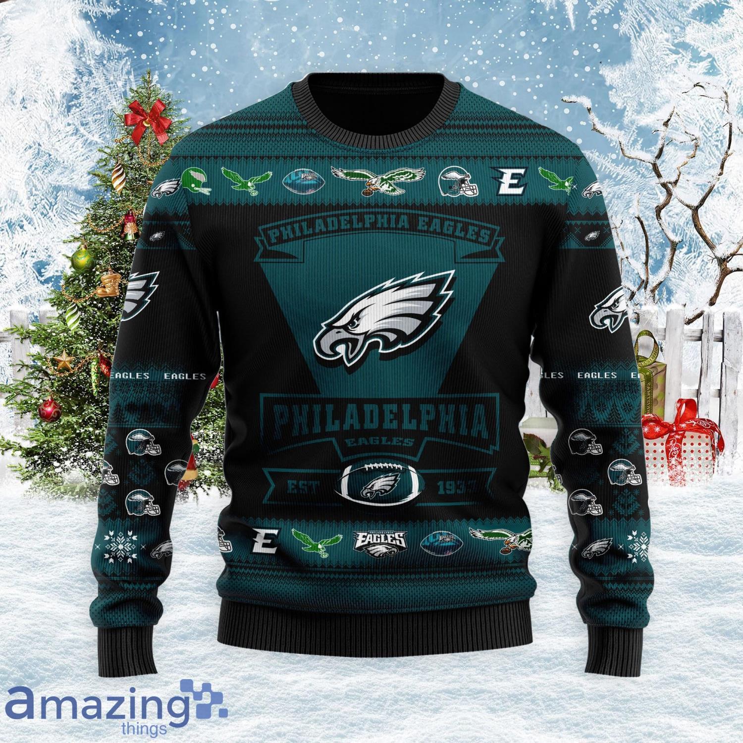 Philadelphia Eagles Football Team Logo Ugly Christmas Sweater Christmas Gift For Sport Fans Product Photo 1