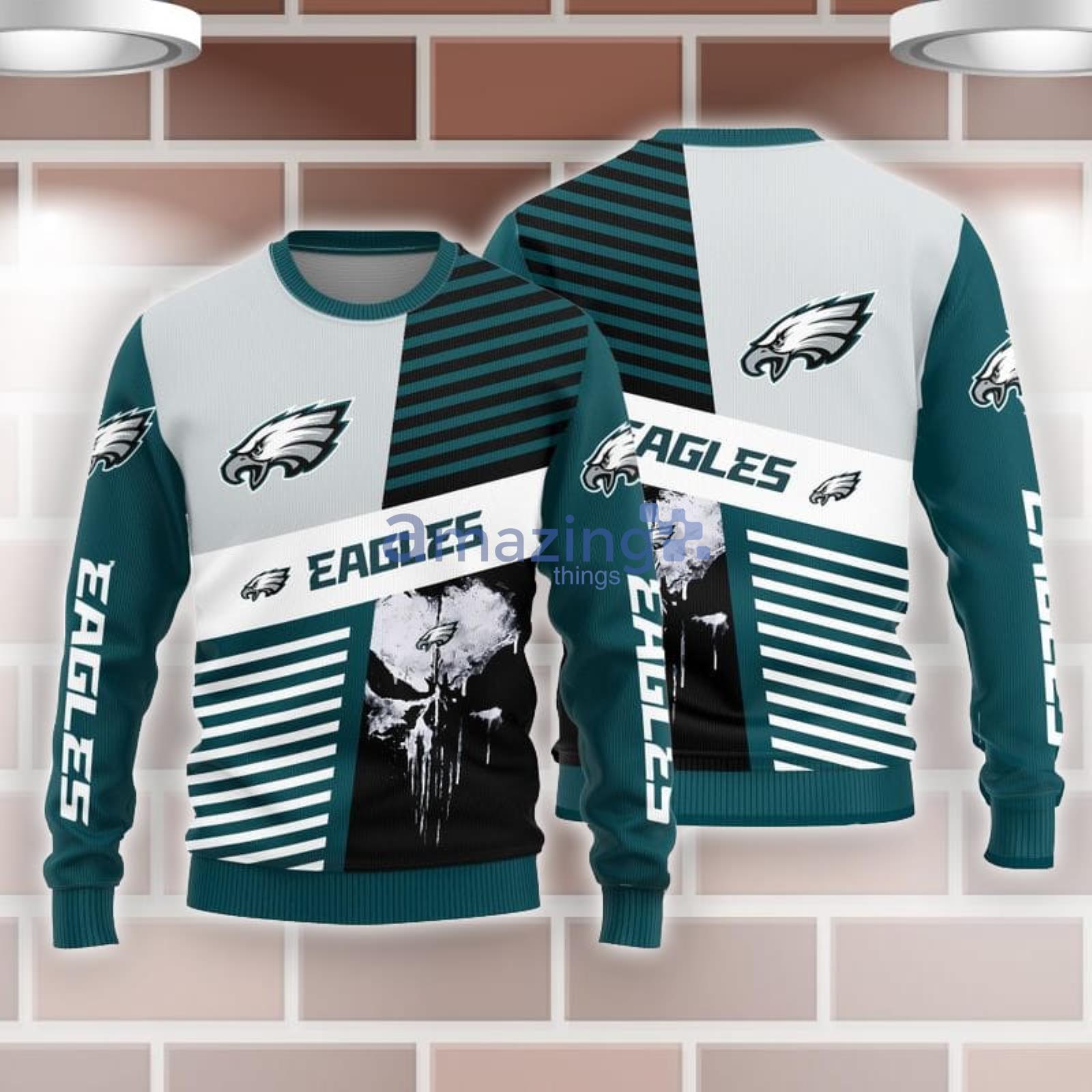 NFL Philadelphia Eagles Skull Santa Christmas Gift All Over Print Ugly  Christmas Sweater - Freedomdesign