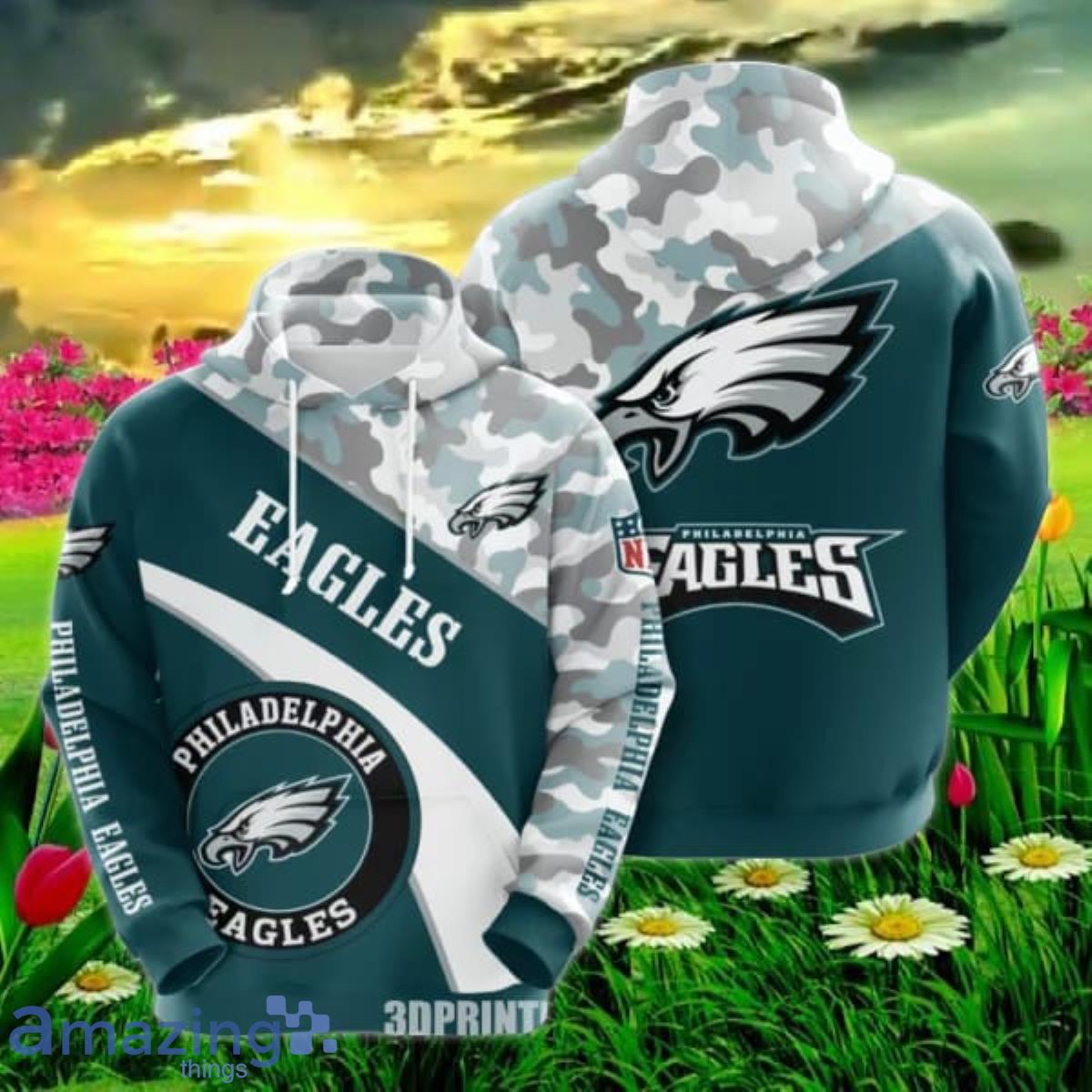 Philadelphia Eagles NFL Green 3D Hoodie Zip Hoodie For Men And