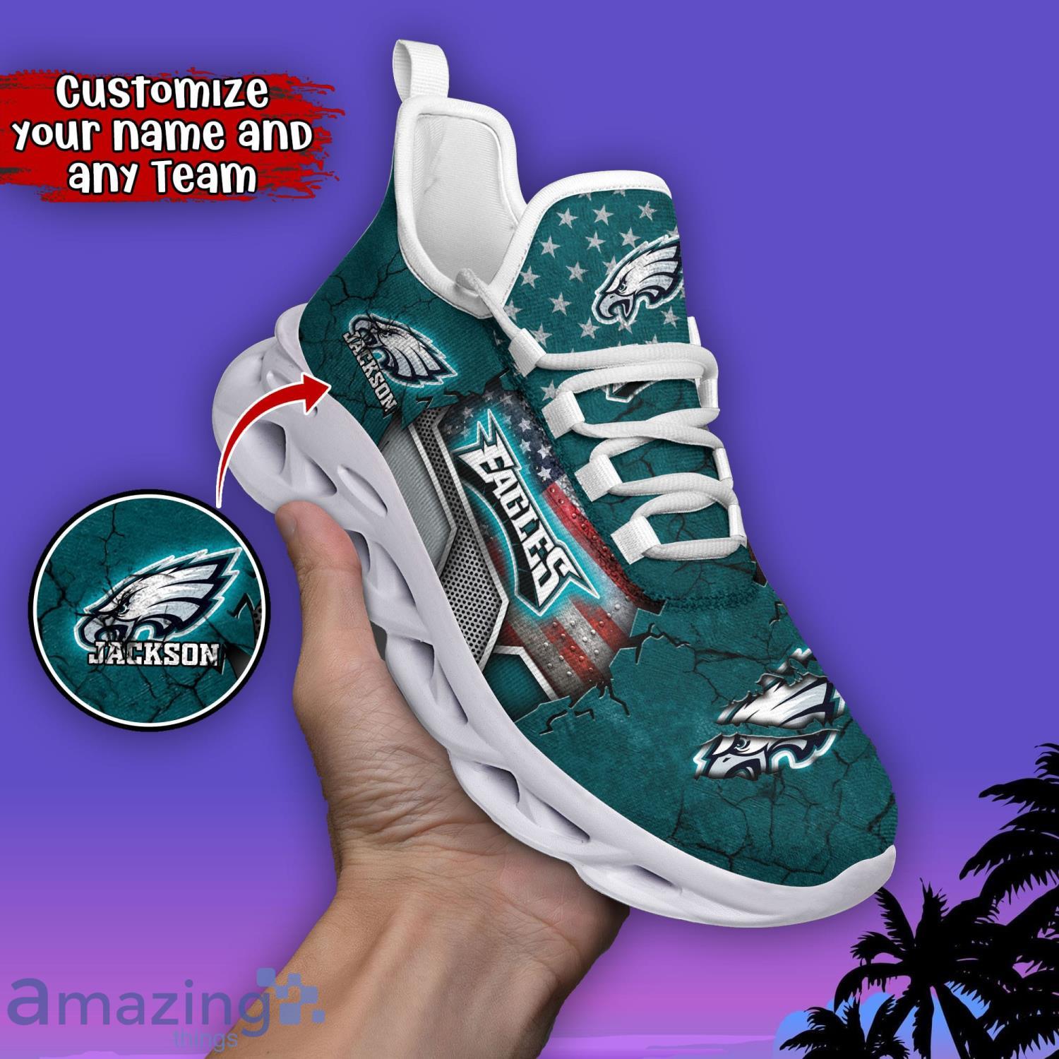 Philadelphia Eagles Custom Name For Fans NFL Max Soul Shoes Men And Women  Running Shoes