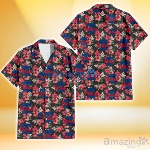 Philadelphia Phillies Pink Hibiscus Orchid Brown Background 3D Hawaiian Shirt Gift For Fans Product Photo 1