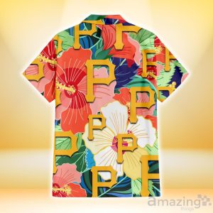 Pittsburgh Pirates Yellow Flower Green Palm Leaf Tropical 3D Hawaiian Shirt