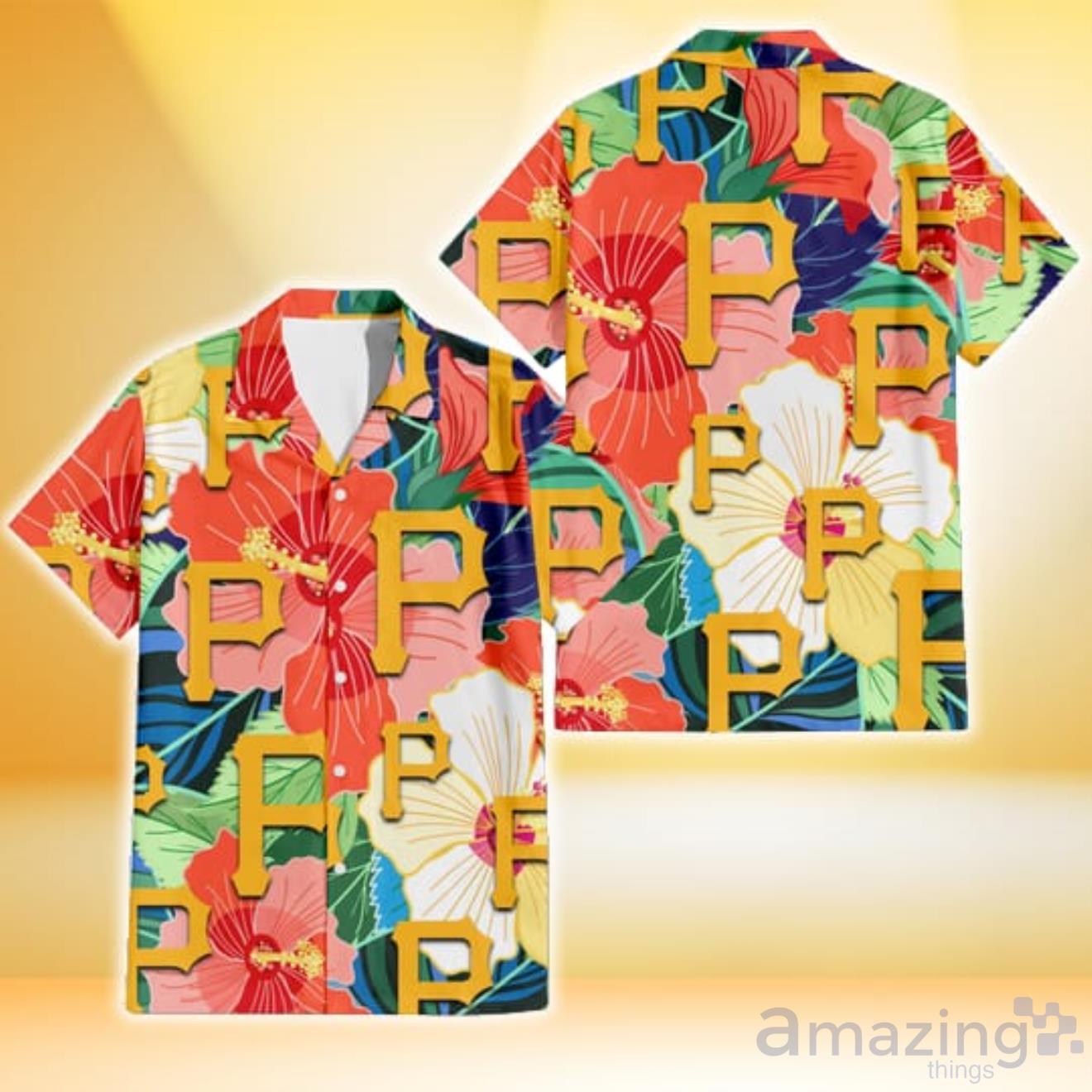 Pittsburgh Pirates Pink Orange Yellow Floral 3D Hawaiian Shirt