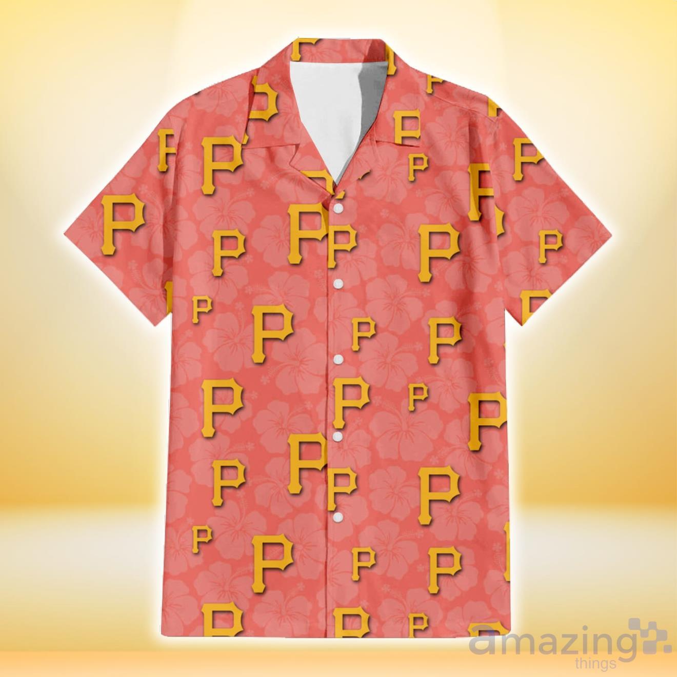 Pittsburgh Pirates Peach Puff Hibiscus Tomato Orange Background 3D Hawaiian  Shirt Gift For Fans
