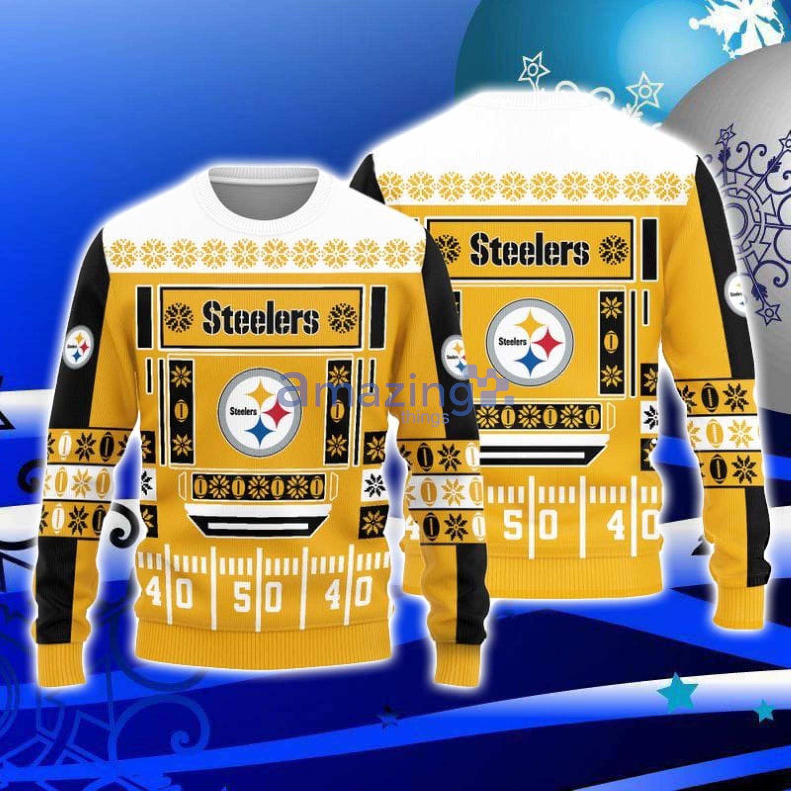 Pittsburgh Steelers Christmas Bal Snowflake Pattern Winter Ugly