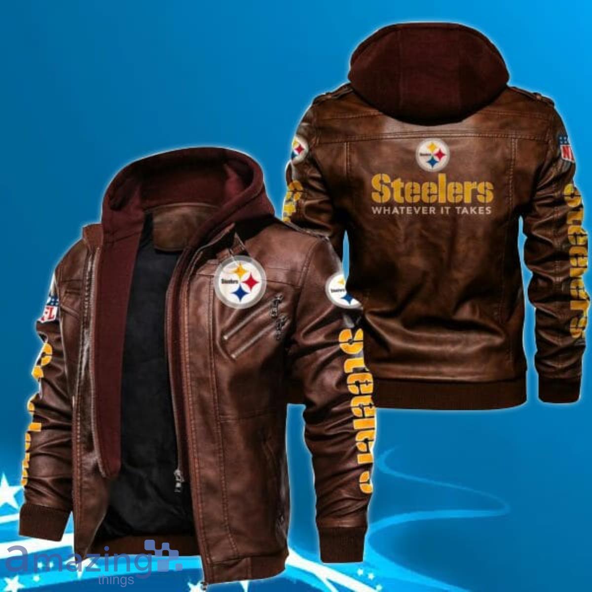 steelers faux leather jacket