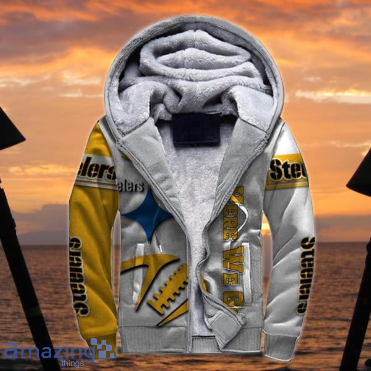 Youth Steelers Hoodie 3D White Black Logo Pittsburgh Steelers Gift