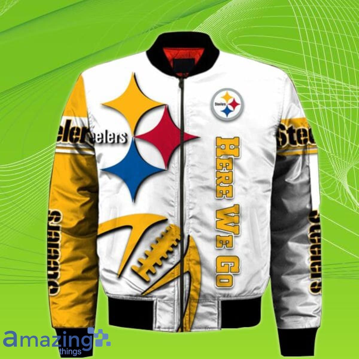 NFL Pittsburgh Steelers Leather Bomber Jacket - Maker of Jacket