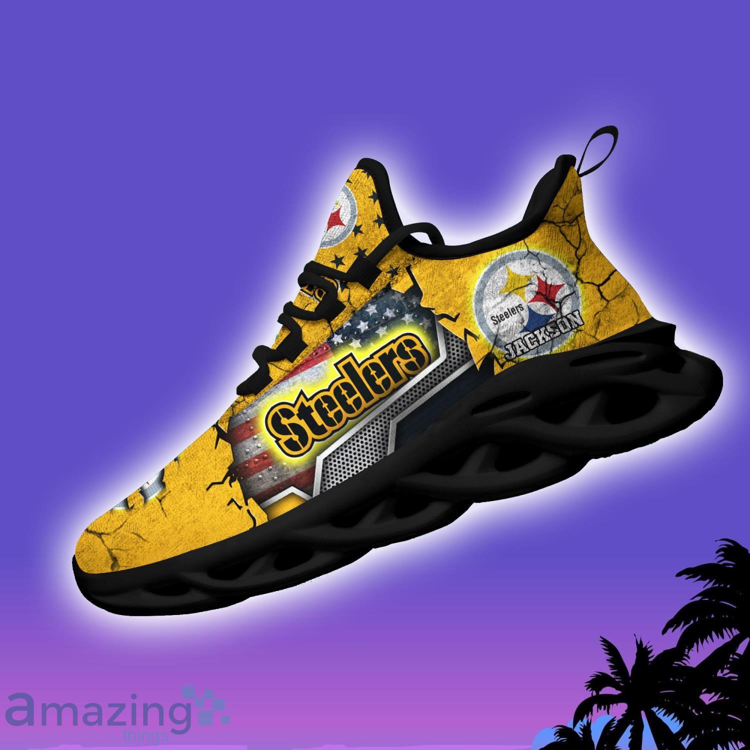 Pittsburgh Steelers NFL Clunky Sneakers Max Soul Shoes - Growkoc