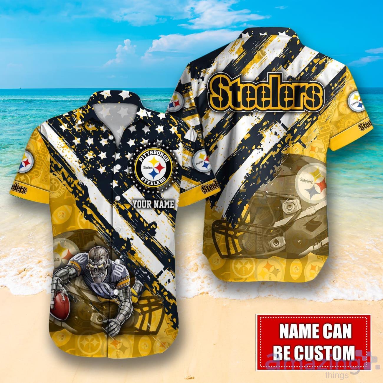 Pittsburgh Steelers Custom Name NFL Hawaiian Shirt And Shorts Gift