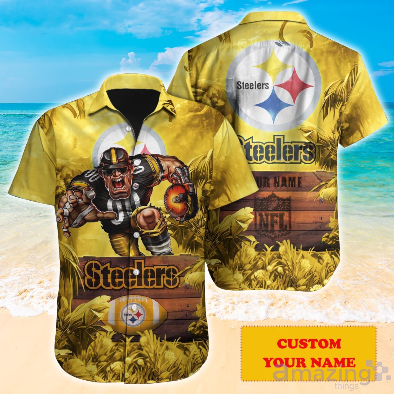 Pittsburgh Steelers Custom Name NFL Floral Hawaiian Shirt And Shorts Gift  For Men And Women Fans - Banantees