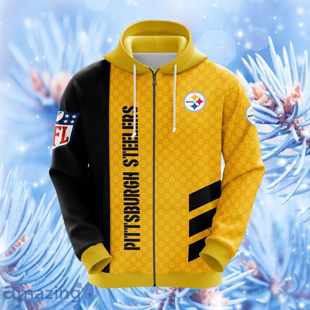 NFL Pittsburgh Steelers Yellow Hoodie, Zip Hoodie 3D All Over Print For Fans