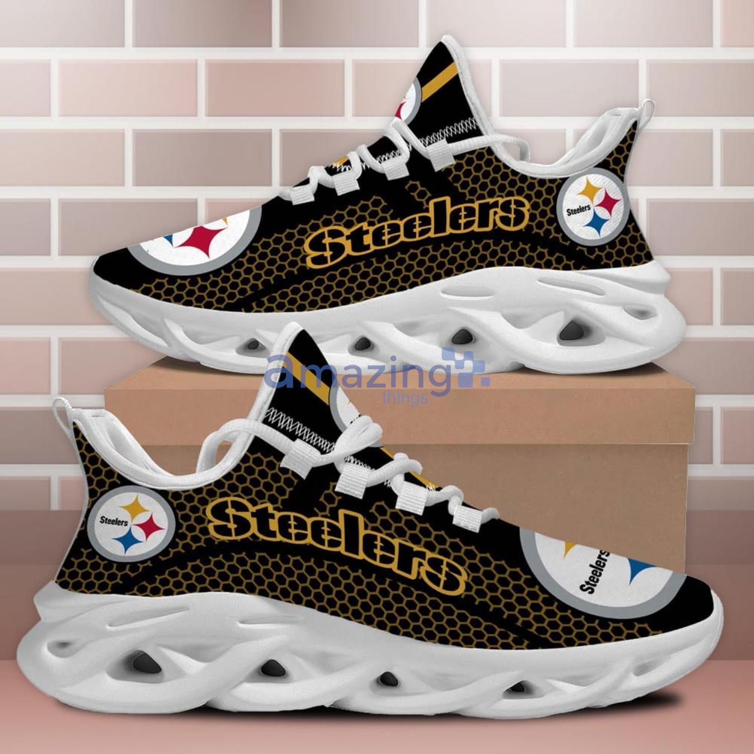 Pittsburgh Steelers Logo Running Sneaker Max Soul Shoes In Yellow