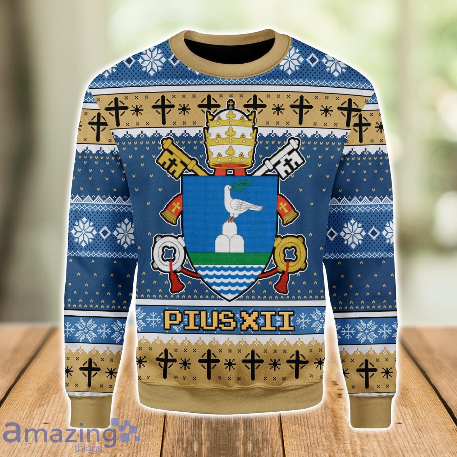 Pius XII Coat Of Arms Ugly Christmas Sweater Xmas Gift Christmas Gift Sweater Product Photo 1