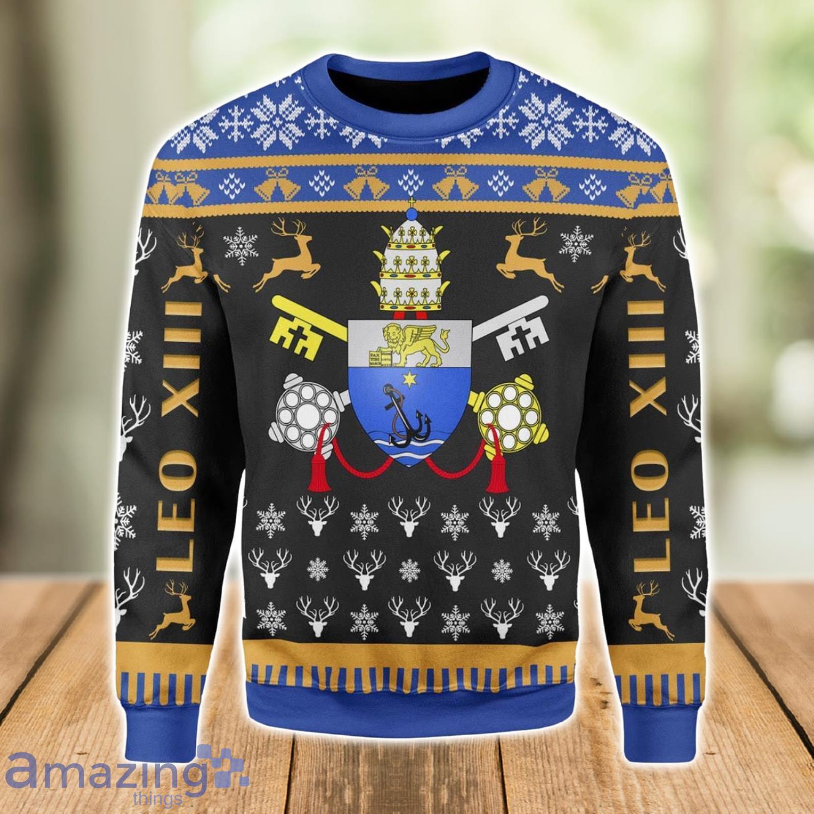 Pope Pius X Coat Of Arms Ugly Christmas Sweater Xmas Gift Christmas Gift Sweater Product Photo 1
