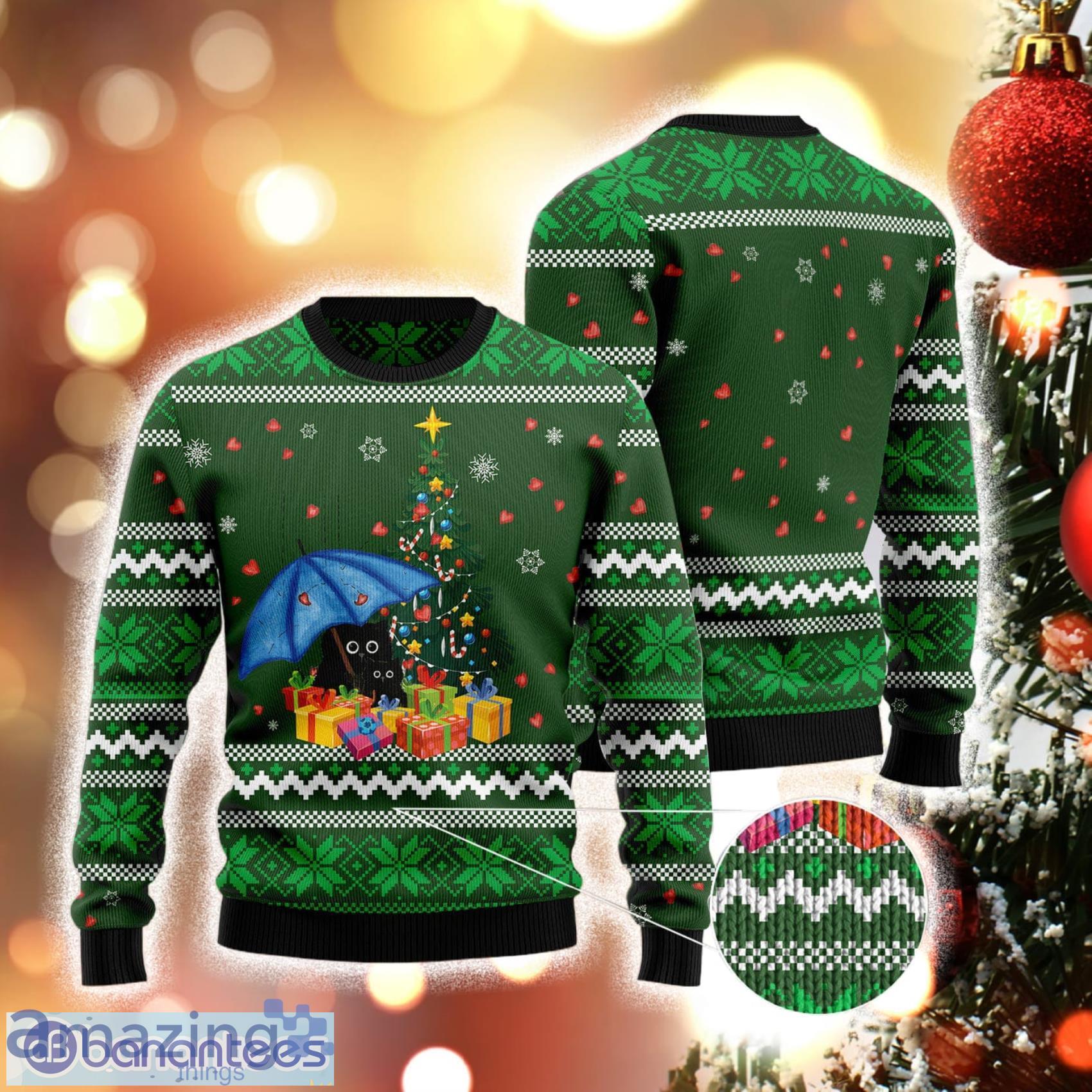 Rain With Love Black Cat And Umbrella Ugly Christmas 3D Sweater Gift For Christmas image Rain With Love Black Cat And Umbrella Ugly Christmas 3D Sweater Gift For Christmas Product Photo 3